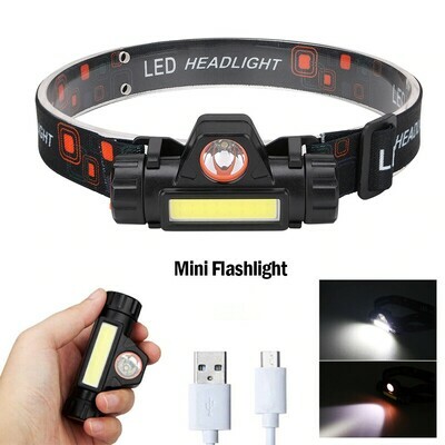 Portable Mini Flashlight Q5+COB Led Head lamp (P00111)